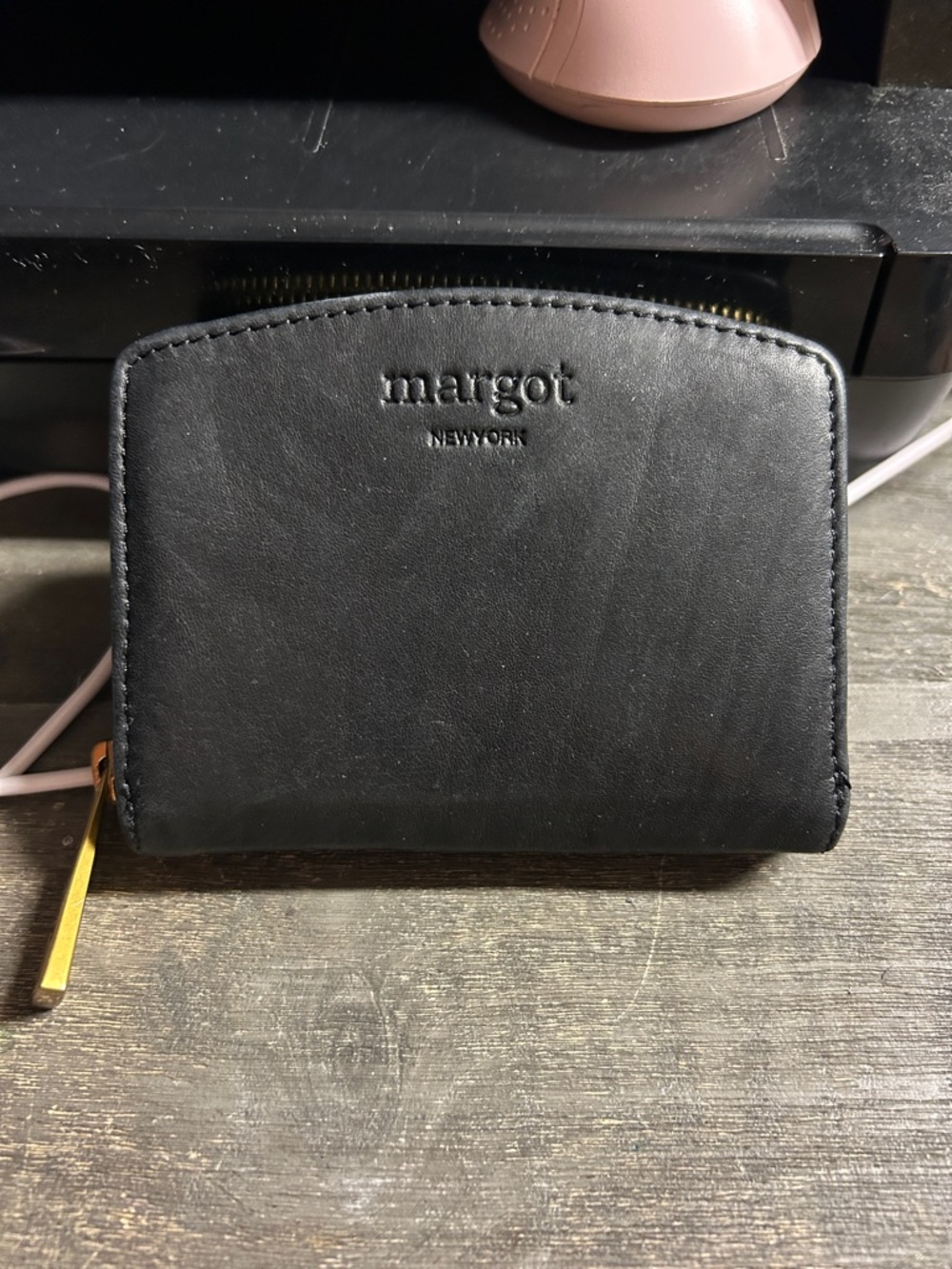Margot New‎ York Gina Compact Folding Wallet in black genuine leather.